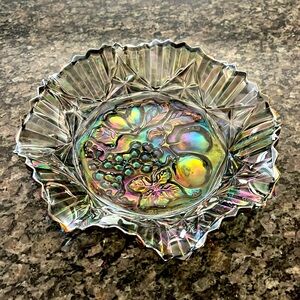 Carnival Glass smoke colored fruit dish